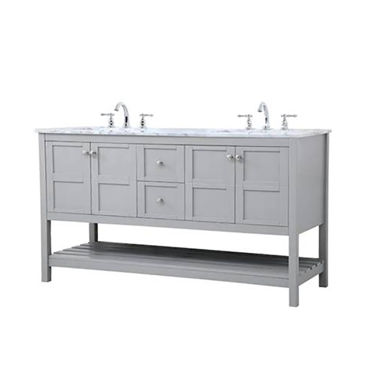 Solid Wood bathroom vanity cabinet natural marble Bathroom Vanity 60 Inch With 2 Drawers and 4 Doors